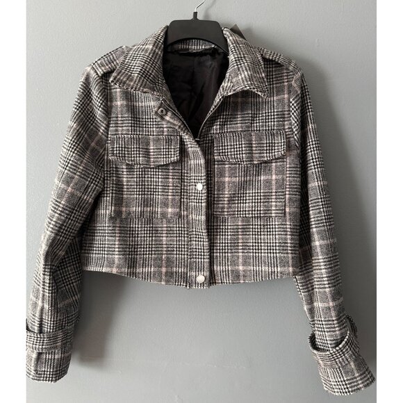 Stooch Women’s Medium Plaid Cropped Jacket Y2K Retro Preppy Style NWT - Picture 1 of 10